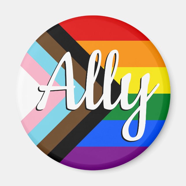 Ally | Progress Pride Flag  Magnet (Front)