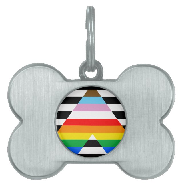 Ally Progress Pride Flag Pet ID Tag (Front)