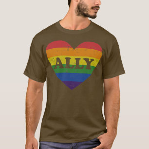 Ally rainbow flag heart for LGBT gay and lesbian s T-Shirt