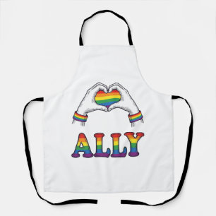 Ally Rainbow Hands Heart Vintage Pride Shirt Desig Apron