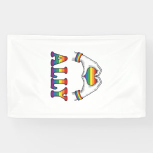 Ally Rainbow Hands Heart Vintage Pride Shirt Desig Banner