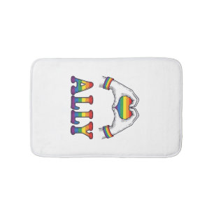 Ally Rainbow Hands Heart Vintage Pride Shirt Desig Bath Mat