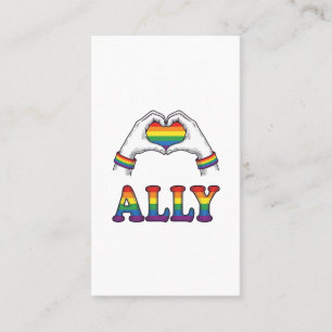 Ally Rainbow Hands Heart Vintage Pride Shirt Desig Business Card