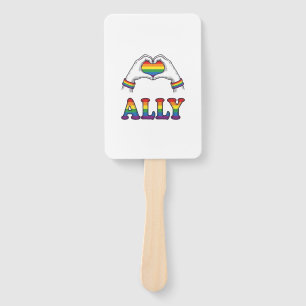 Ally Rainbow Hands Heart Vintage Pride Shirt Desig Hand Fan