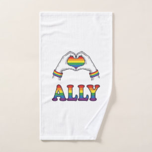 Ally Rainbow Hands Heart Vintage Pride Shirt Desig Hand Towel