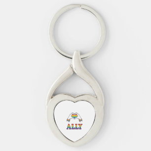 Ally Rainbow Hands Heart Vintage Pride Shirt Desig Key Ring