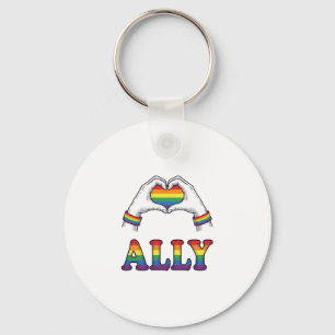 Ally Rainbow Hands Heart Vintage Pride Shirt Desig Key Ring