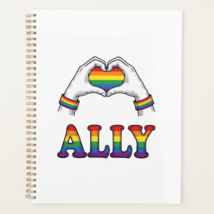 Ally Rainbow Hands Heart Vintage Pride Shirt Desig Planner