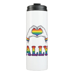 Ally Rainbow Hands Heart Vintage Pride Shirt Desig Thermal Tumbler