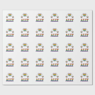 Ally Rainbow Hands Heart Vintage Pride Shirt Desig Wrapping Paper
