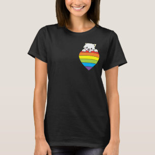 Ally Rainbow Heart Cat LGBTQ Community Pride Gende T-Shirt