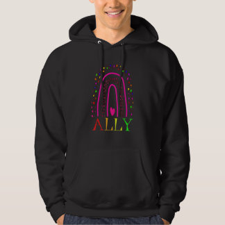 Ally Rainbow Heart Pride Flag For Pride Month Lgbt Hoodie