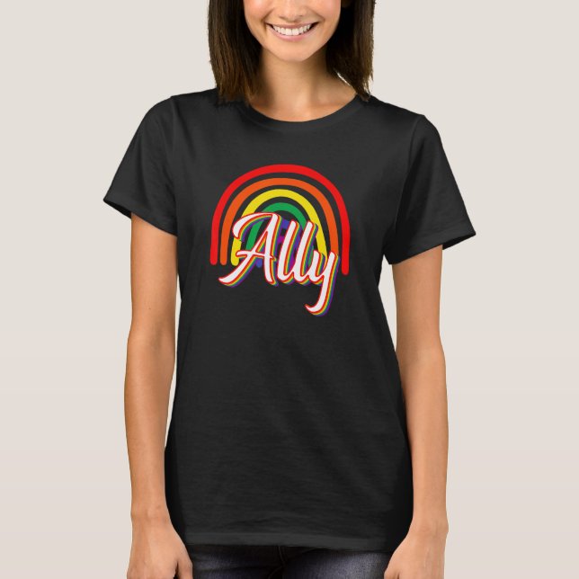 Ally Rainbow LGBTQ Gay Equality Trans Lesbian Quee T-Shirt (Front)