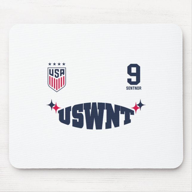 Ally Sentnor 9 White Uswnt Officially Licensed  Mouse Pad (Front)