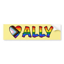 Ally with Progress Pride Flag Filled Letters
