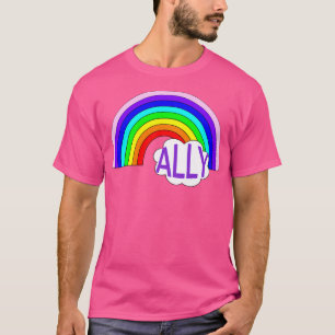 ALLY with Rainbow and Clouds LGBTQIA2S Pride T-Shirt
