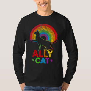 Allycat LGBT Cat With Ally Pride Rainbow T-Shirt