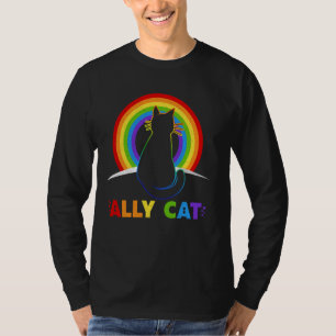 Allycat LGBT Cat With Ally Pride Rainbow T-Shirt