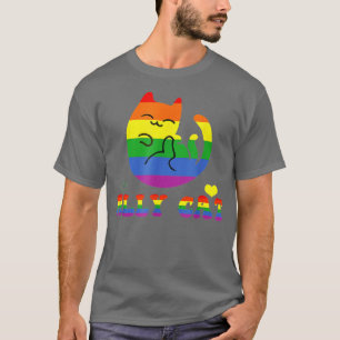 Allycat LGBT Pride Month Cat With Ally Pride Rainb T-Shirt
