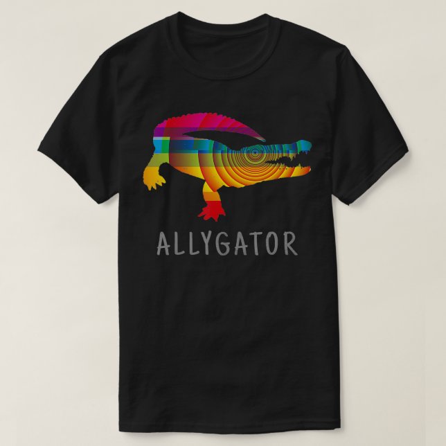 Allygator LGBT Ally Rainbow Flag Alligator Pride L T-Shirt (Design Front)