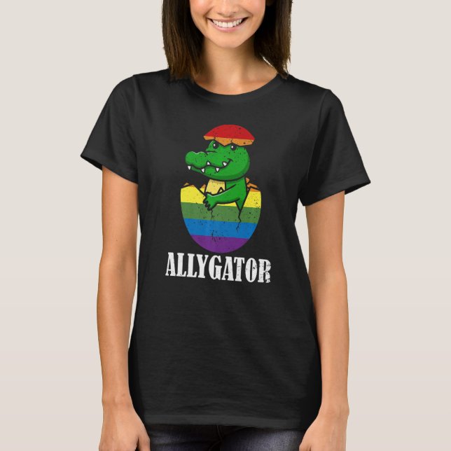 Allygator LGBT Pride Flag Eggshell Alligator LGBTQ T-Shirt (Front)