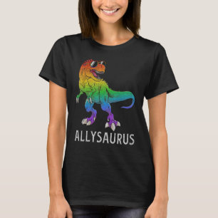 Allysaurus Dinosaur In Rainbow Flag Ally LGBT Gay T-Shirt