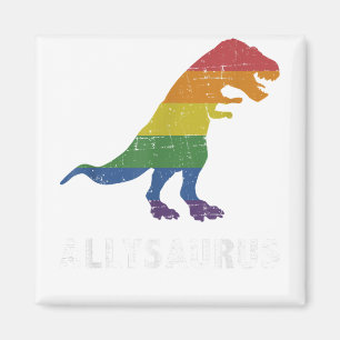 Allysaurus dinosaur in rainbow flag for ally LGBT  Magnet