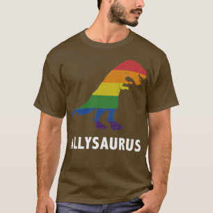 Allysaurus dinosaur in rainbow flag for ally LGBT T-Shirt