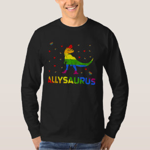 Allysaurus Dinosaur Rainbow Flag Ally Lgbt Dinosau T-Shirt