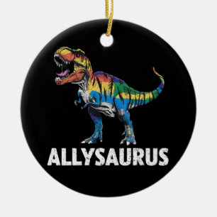 Allysaurus LGBT Dinosaur Rainbow Flag Ally LGBT Ceramic Tree Decoration