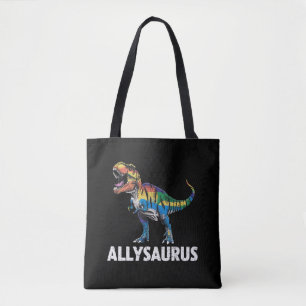 Allysaurus LGBT Dinosaur Rainbow Flag Ally LGBT Tote Bag