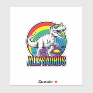 Allysaurus Rainbow Dinosaur Vintage T-Shirt Design