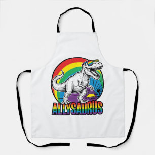 Allysaurus Rainbow Dinosaur Vintage T-Shirt Design Apron