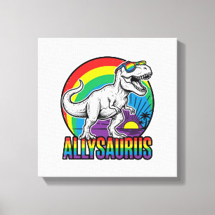 Allysaurus Rainbow Dinosaur Vintage T-Shirt Design Canvas Print