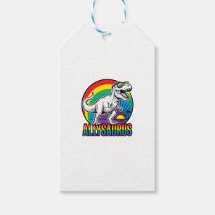 Allysaurus Rainbow Dinosaur Vintage T-Shirt Design Gift Tags
