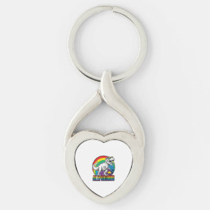 Allysaurus Rainbow Dinosaur Vintage T-Shirt Design Key Ring