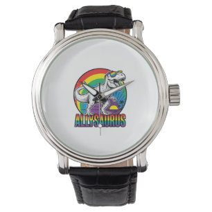 Allysaurus Rainbow Dinosaur Vintage T-Shirt Design Watch