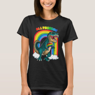 Allysaurus Rex Dinosaur Rainbows Lgbt Gay Pride Fl T-Shirt