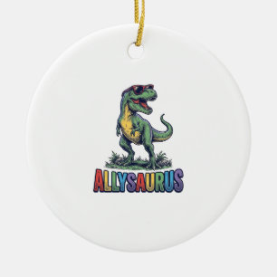 Allysaurus Vintage Dinosaur Sunglasses Shirt Desig Ceramic Tree Decoration