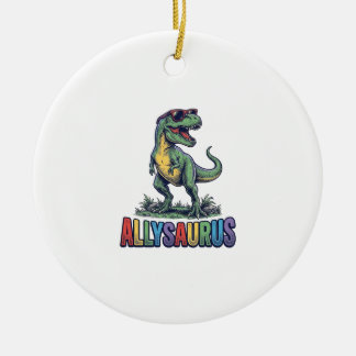 Allysaurus Vintage Dinosaur Sunglasses Shirt Desig Ceramic Tree Decoration