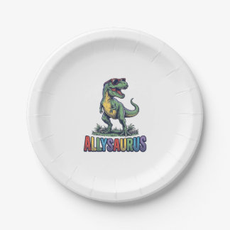 Allysaurus Vintage Dinosaur Sunglasses Shirt Desig Paper Plate