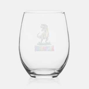 Allysaurus Vintage Dinosaur Sunglasses Shirt Desig Stemless Wine Glass
