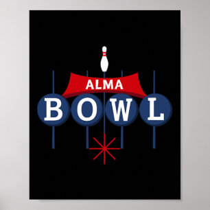 Alma Bowl Retro Sign - Vintage Style 1960's Bowlin