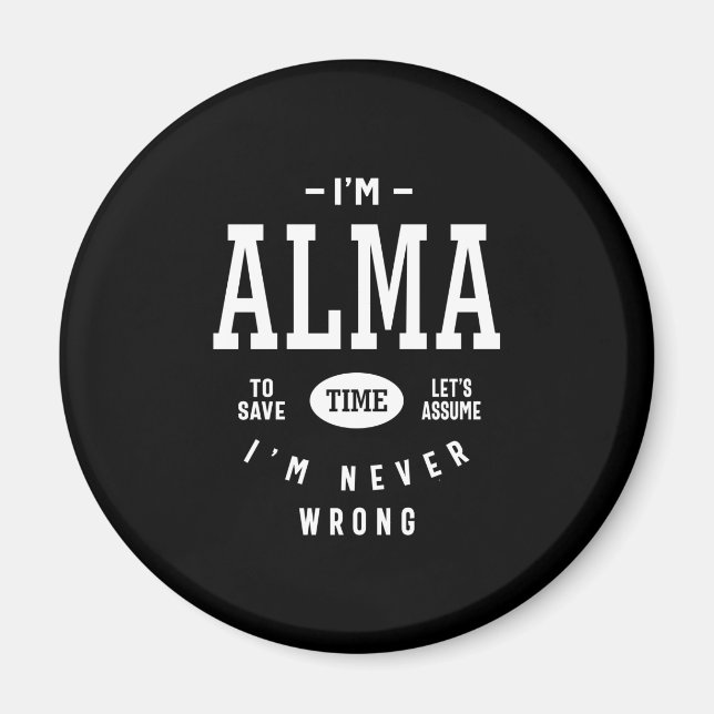 Alma Personalised Name Birthday Magnet (Front)