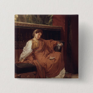 Alma-Tadema Lesbia Weeping over a Sparrow 15 Cm Square Badge