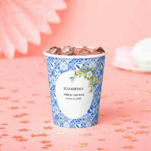 ALmafie Coast Mediterranean Lemon Tiles Wedding Paper Cups
