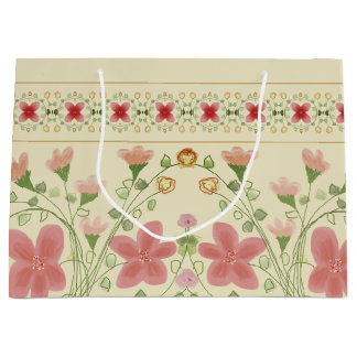 Almand And Pink Floral Art Designed Large Gift Bag