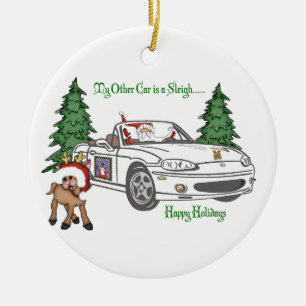 ALMC-Santa's Sleigh-White Ceramic Tree Decoration