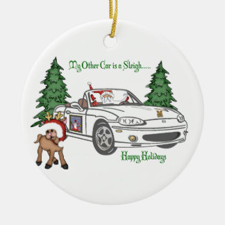 ALMC-Santa's Sleigh-White Ceramic Tree Decoration