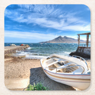 Almería, La Isleta Del Moro Mar Mediterráneo Square Paper Coaster